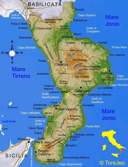 Cartina della Calabria