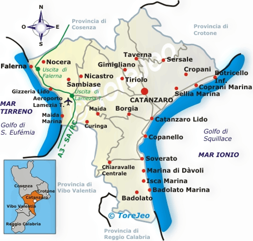Cartina provincia di Catanzaro