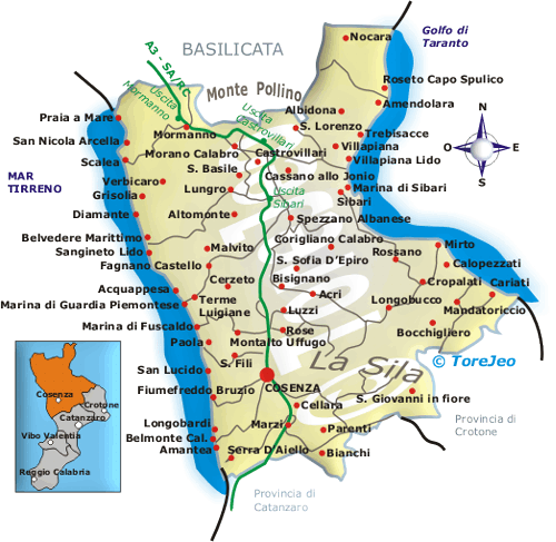Cartina Provincia di Cosenza