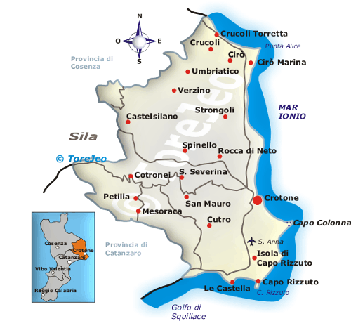 Cartina Provincia di Crotone