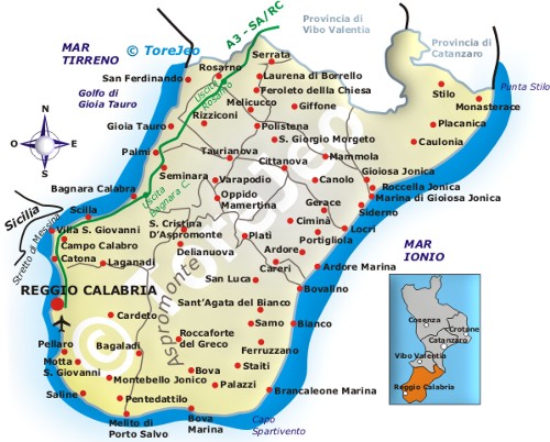 Cartina Provincia di Reggio Calabria